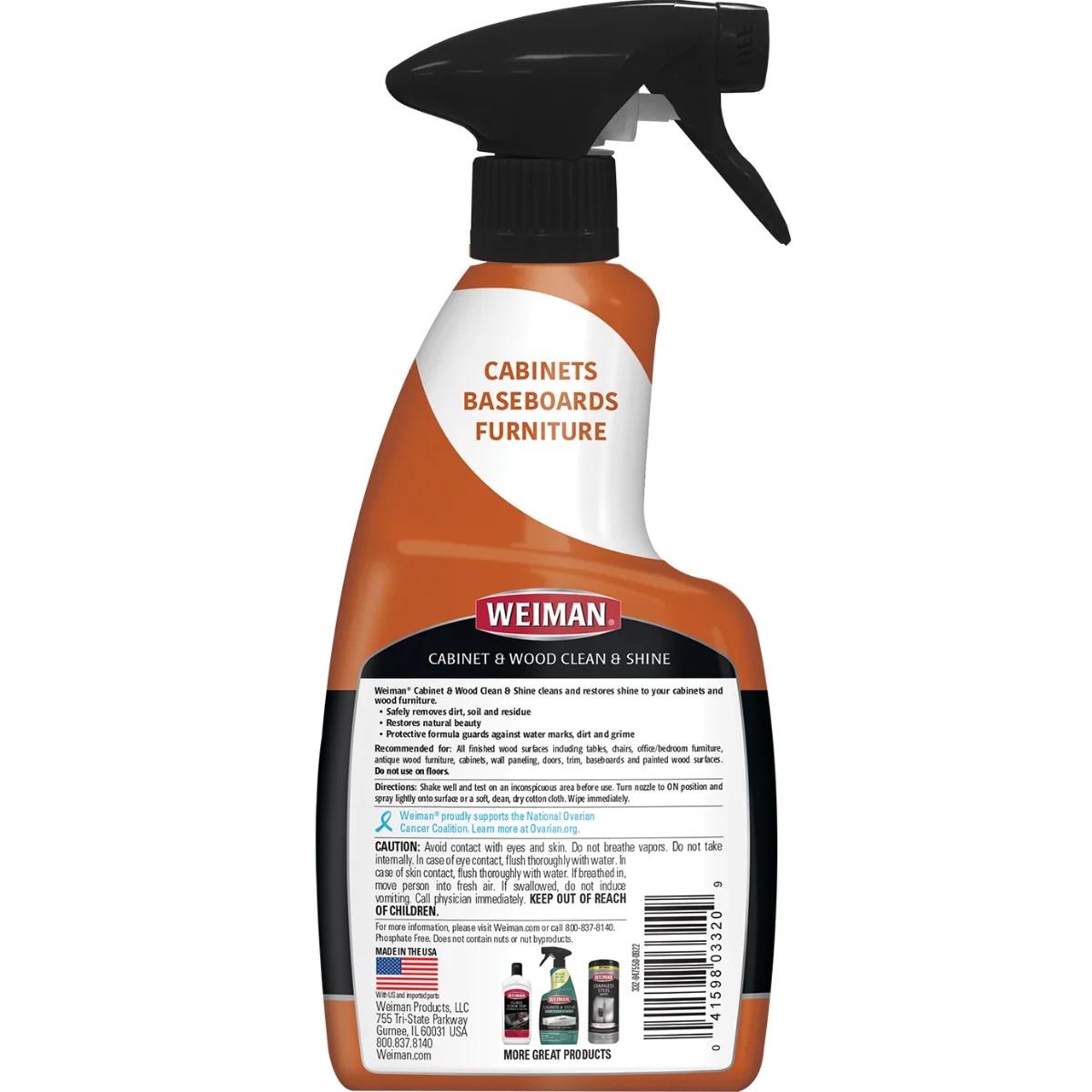 Weiman Cabinet & Wood Clean & Shine Spray 473ml - Image 2