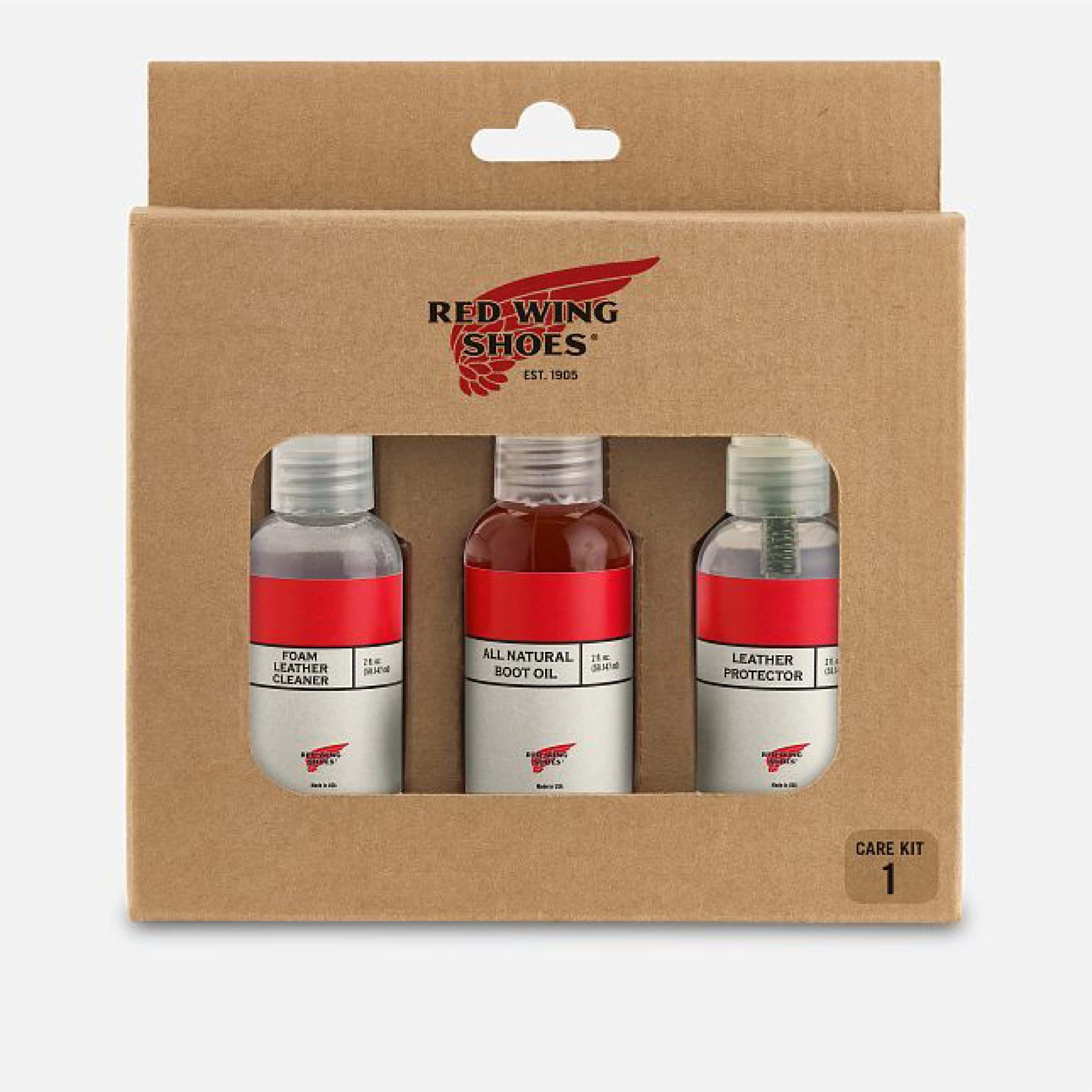 RED WING 98017 Care Kit 1 - Foam Leather Cleaner, All Natural Boot Oil & Leather Protector