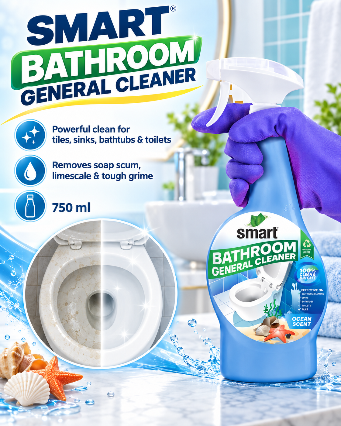 Smart Bathroom Cleaner 750ml - Ocean Scent - Image 2